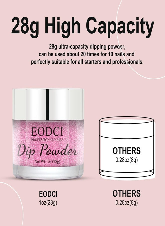 EODCI Dip Powder Reflective Hot Pink Glitter Nail Dipping Powder French Powder Glitter Nail Art Starter Manicure Salon DIY at Home No Needed Nail Lamp Curing Odor-Free&Long-Lasting 1 Oz - Image 4